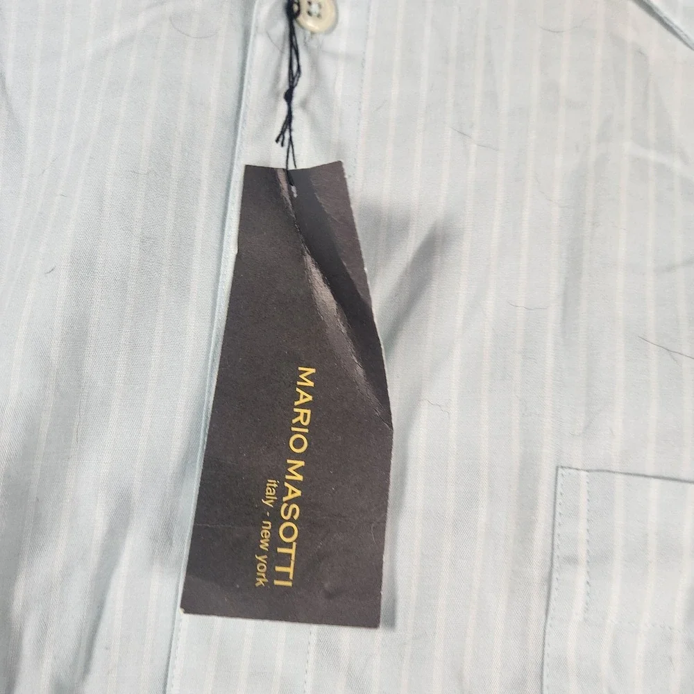 Mario Masotti Single Needle Tailoring Blue Dress Shirt 16.5/36-37 Italy New York